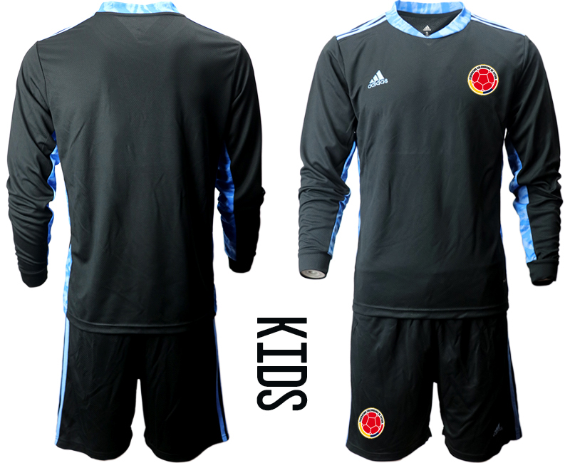 Youth 2020-2021 Season National team Colombia goalkeeper Long sleeve black Soccer Jersey->colombia jersey->Soccer Country Jersey